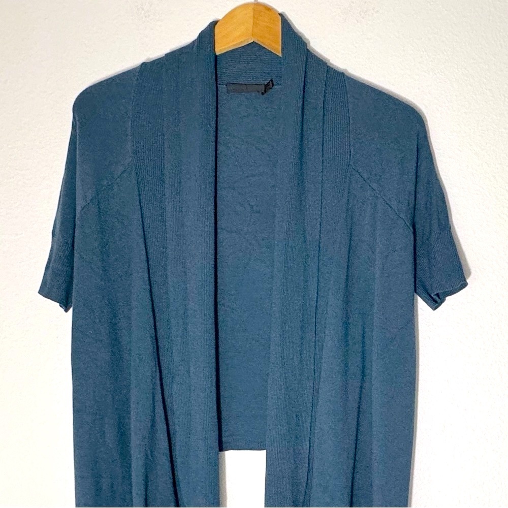 Donna Karen high Low Cardigan in Steele Blue